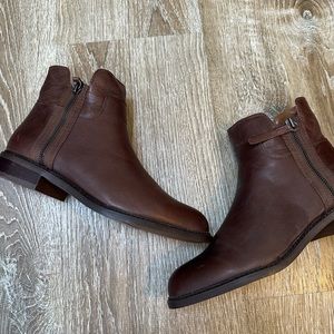 Franco Sarto Brown Leather Ankle Boots with Zipper
